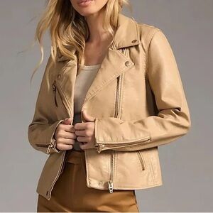 Blank NYC Women's Beige Leather Jacket